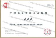 中國(guó)建設(shè)工程造價(jià)管理協(xié)會(huì)工程造價(jià)咨詢企業(yè)信用AAA等級(jí)